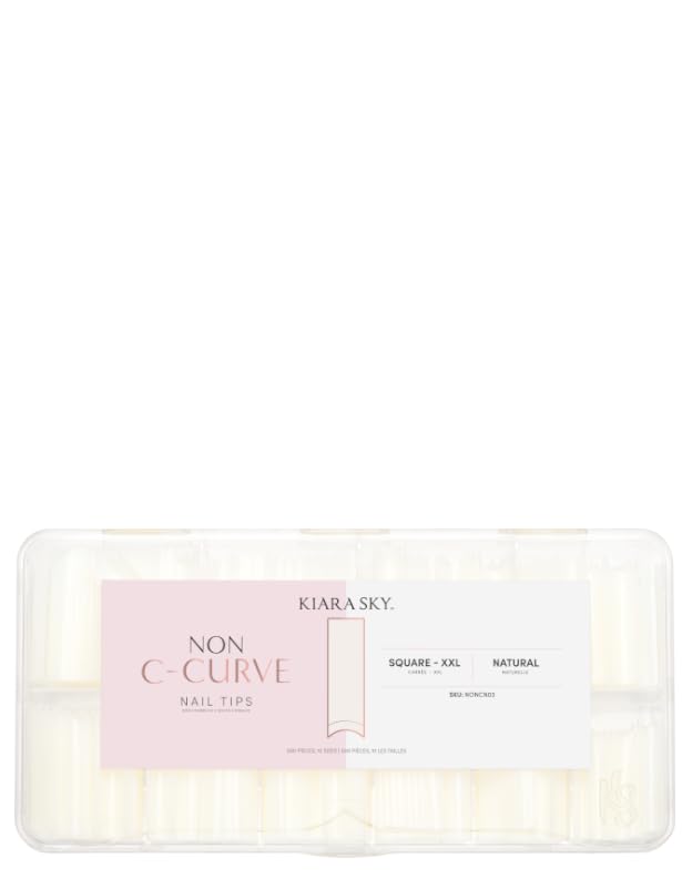 Kiara Sky Professional Nails Non C Curve Nail Tips (Non C-Curve Nail Tips XXL - Square - Natural)