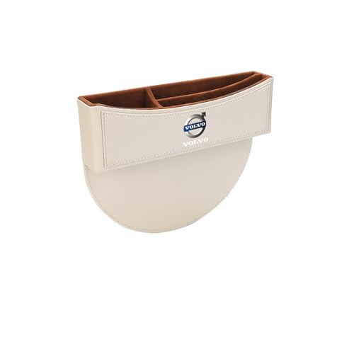 CYFYF Car Seat Gap Organizer for Volvo XC40 XC60 XC90 S60 S90 Leather Seat Filler Storage Box Cup Holder Gap Pocket Side Key Pocket Interior Accessories,Beige, normal