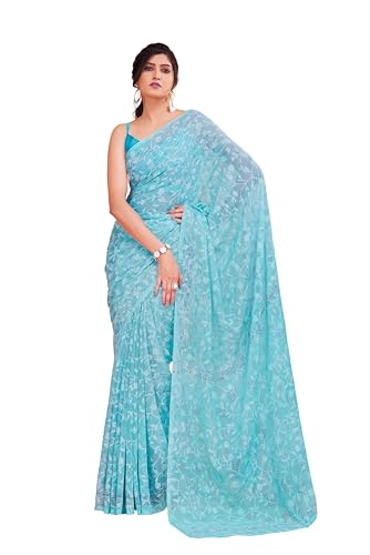 Image of Garden Vareli Summer Roganza Viscose Brasso Floral Print Christmas Special Saree