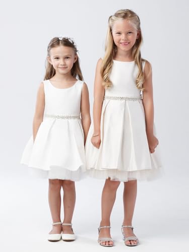Summer Glossy Satin Sleeveless Short Flower Girls Dress O-Neck Kids 2024 Wedding Formal Party Mini Dress4