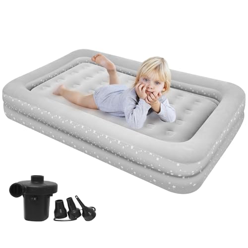 Kids Air Mattress 4-7 with Built-in Pump & Safety Sides