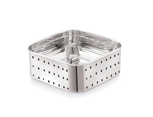 Image of Tosaa Stainless Steel Paneer Maker Mould - Medium Size (450ml) | Square Paneer /Tofu Press with Lid | Whey Separator for Homemade Paneer, Tofu & Cheese | Easy to Use & Clean