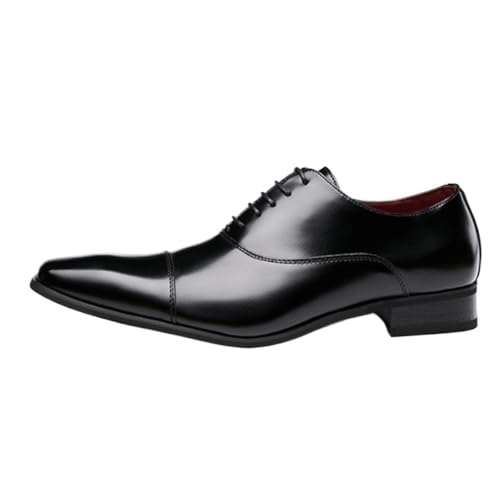 Men's Lace Up Dress Shoes British Style Simple Classic Business Casual All Season Genuine Leather Footwear