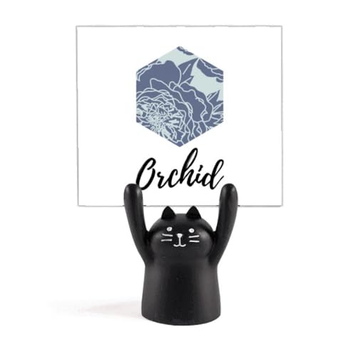 Support de mémo chat noir et pivoine pour décoration de bureau