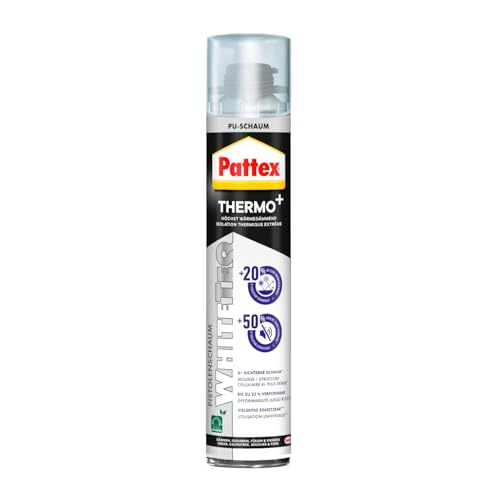 Pattex White Line Montageschaum, reinweißer PU-Schaum zum Füllen, Dämmen, Ausschäumen und Isolieren, Bauschaum mit hoher Wärme- und Schalldämmung, 1x750ml Dose