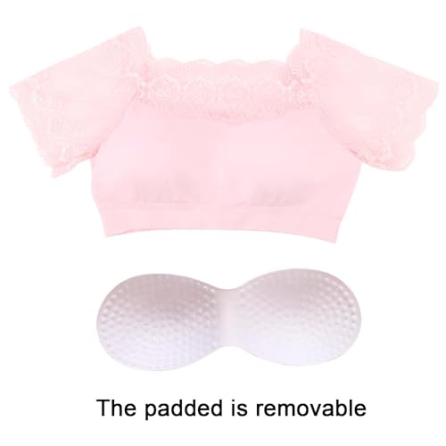 Image of DRESHOW Lace Bralette Tank Tops Wireless Bra Lace Crop Top Removeable Pads Yoga Sports Bra Undershirt for Women & Teens