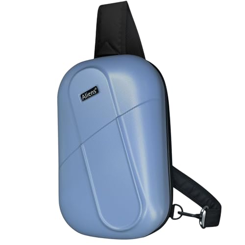 Image of Tukzer ABS Hard Shell Sling Bag Aliens Series 180Open Crossbody Side Shoulder Bag for Mens, Women, Office,Travel,Everyday Mini Backpack for iPad,Tablet,Smartphone,Charger,Headphone,HDD,Camera(01-BLU)