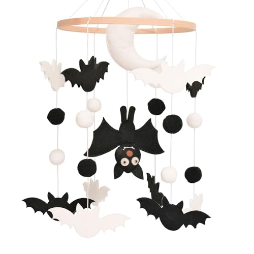 Image of Bat Baby Mobile, Gothic Mobile for Crib, Halloween Crib Mobile for Boys and Girls, Gothic Nursery Mobile for Bassinet, Bat, Moon