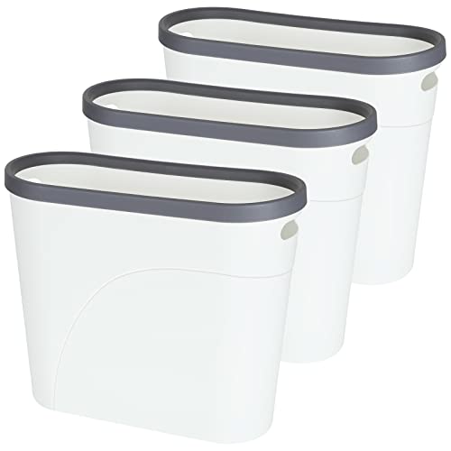 Zoforty 3 Pack Slim Plastic Trash Can Wastebasket 3 Gallon Small Garbage Bin With Handles Rectangle Waste Basket For Bathroom Kitchen Office Dorm #TOP12