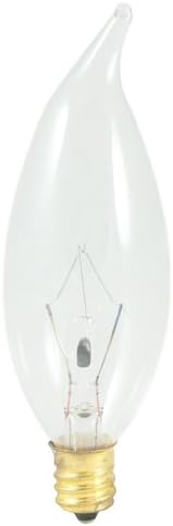 Bulbrite 403025 25CFC/32/3 25-Watt Incandescent Flame Tip CA10 Chandelier Bulb, Candelabra Base, Clear (Pack of 48)