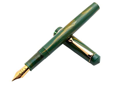 Image of Ledos Click Aristocrat Marble Fountain Pen With 3in1 Ink Filling Mechanism & Golden Trims (Green Marble)