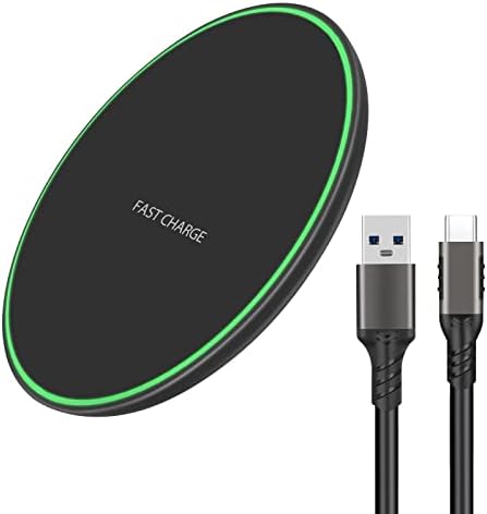 Wireless Charger for Samsung Galaxy S22/S22+/S21/S21+/S20/S20+/S10/S10+/S9/S8/S7/S6/Note 20/Note 10, Fast Wireless Charging Pad with 6.6ft 3.2 USB C Cable, Black. (No AC Adapter)…