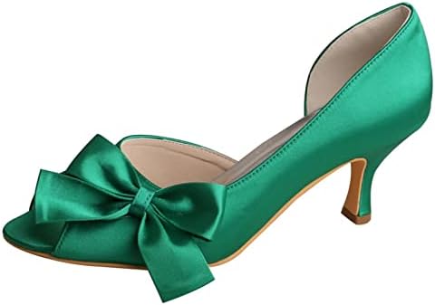 حذاء زفاف من Rilimioo بكعب أسود مصنوع يدويًا وكعب متوسط مفتوح عند الأصابع حذاء زفاف أخضر نسائي بكعب عالي (اللون: أحمر، المقاس: 1)