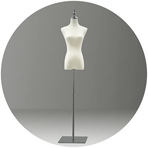 Weiblicher Schaufensterpuppen-Torsokörper, 140-195 Cm, Höhenverstellbare Halbkörper-Puppe, Fenster-Bekleidungsgeschäft, Dummy-Modell-Ausstellungsregal Mit Leinenbezug, 6 Größen (Color : Silver, Size Cover