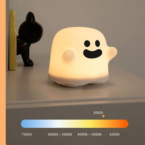 Lámpara de mesa noche fantasma cute con dimer USB miniatura 4