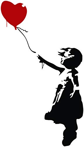 JMM Industries Banksy Balloon Girl Vinyl Decal Sticker Car Window Bumper 2-Pack 5-Inches by 3-Inches Premium Quality UV Resistant Laminate PDS2030