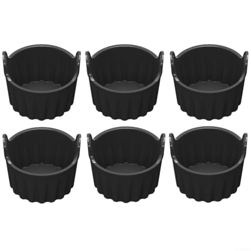 6 moldes de silicona para hornear para freidora de aire, moldes multifuncionales para magdalenas y hueveras para resultados de cocción perfectos (negro)