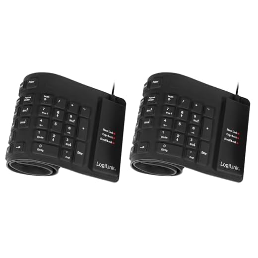 Logilink ID0019A - Flexible & wasserfeste Tastatur (QWERTZ) 109 Tasten, mit USB-PS/2 Adapter, Farbe: Schwarz (Packung mit 2)