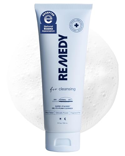 Remedy Gel-to-Foam Cleanser | Gentle Exfoliating Face Wash | Salicylic Acid Ceramides and Green Tea | Fragrance Free | Eczema Seal Certified | Acne Prone Skin | By Dermatologist Dr Shah | 5 fl. Oz