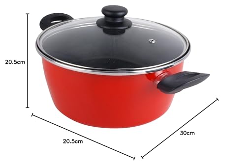 MAGEFESA Grana Batería De Acero Esmaltado con Antiadherente Bicapa Reforzado, Rojo, 51 x 30 x 20.5 cm