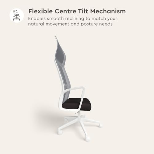 Image of Interio by Godrej Vurv Chair Mesh High Back Ergonomic Work from Home /Revolving Study Chair, 1 Year Warranty, Height Adjustable | Heavy Duty Polypropylene Base | DIY Installation (Black)
