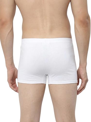 Image of NV Men's Cotton Trunks, White, Solid, Inner Elastic, Regular Fit, Pack of 2