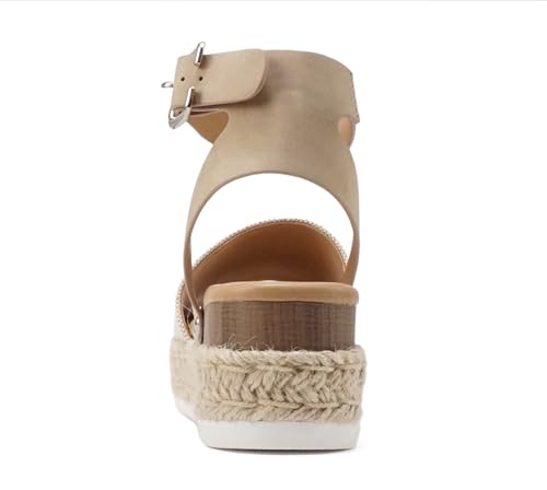 Image of Soda Topic Open Toe Buckle Ankle Strap Espadrilles Flatform Wedge Casual Sandal