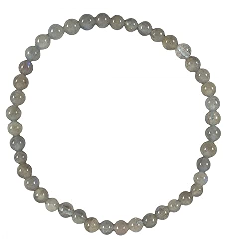 Artesanal - Pulsera de labradorita de Madagascar grado A – bolas de 4 mm, 18...