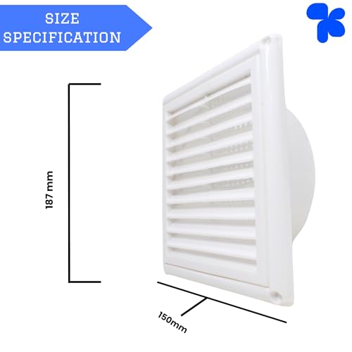Image of AMPEREUS Wall Exhaust Fan Chimney Vent Pipe Cover and Mosquito Net Dust Controller, White 6 inch