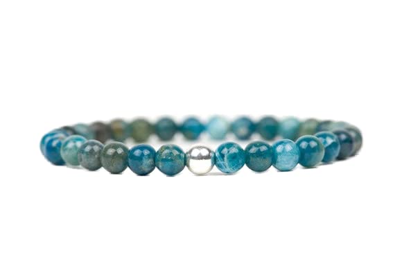 Bracelet en apatite 6mm LKBEADS bijou extensible pour homme et femme