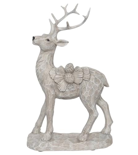 Image of Boston International Christmas Statue Tabletop Figurine Winter Holiday Decorations for Home, Small, Pinecone Standing Deer
