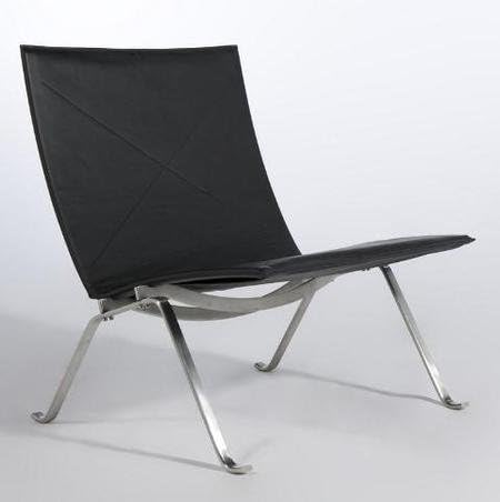 PK22 Easy Lounge Chair - Black Leather ""