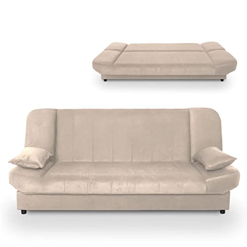 Mobilier-Deco Maddy - Banquette clic clac Convertible en Tissu Beige