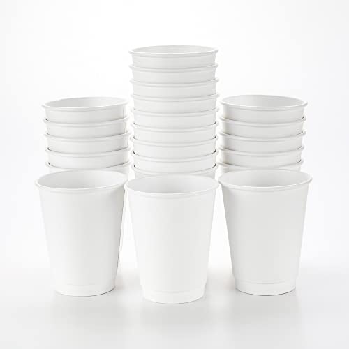 Image of Restaurantware 12 Ounce Paper Cups, Pack of 25 Double Wall Disposable a€ inch Leakproof, Recyclable, White Paper Insulated Hot Beverage Holders, with Matching Lids Available for Purchase Separately
