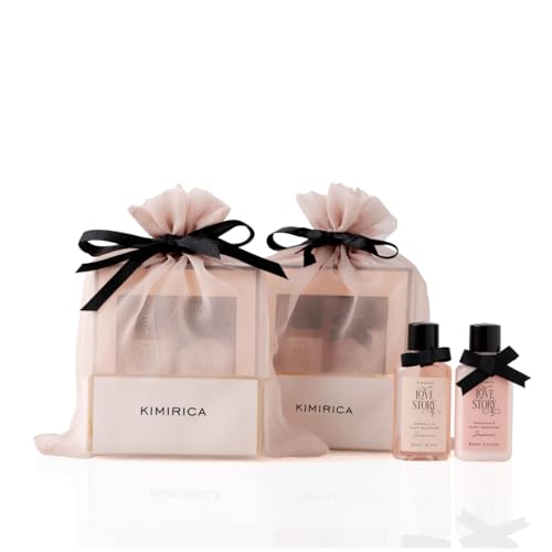 Kimirica "Nothing But Love Duo" Potli gift set | Fragnance of Gardenia and Night Blooming Jasmine | Perfect gift set | Contains Shower gel, Body Lotion, Loofah and Resuable Potli