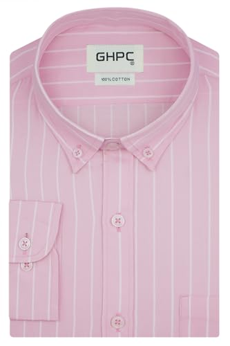 Image of GHPC 100% Cotton Chalk Striped Full Sleeves Regular Fit Formal Shirt for Men