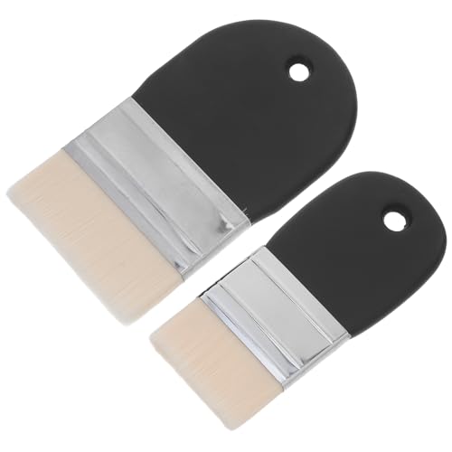 Angoily 2 Pinceles Planos de Paleta de Nailon con Mango Corto de Madera, Tamaño Grande y Mediano, para Pintura Acrílica, Acuarela y Óleo, Suministros para Artistas y Manualidades