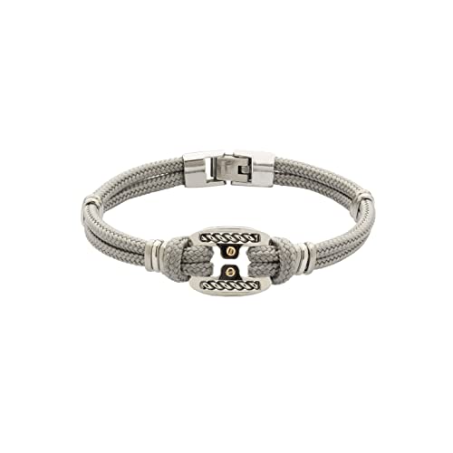 Bassi Italian Jewels Bracciale Uomo in corda nautica, acciaio inox 916L con viti in oro giallo 18kt. Regalo Per Compleanno Ragazzo, Amico, Fratello E Papà. Made In Vicenza Fatto A Mano.