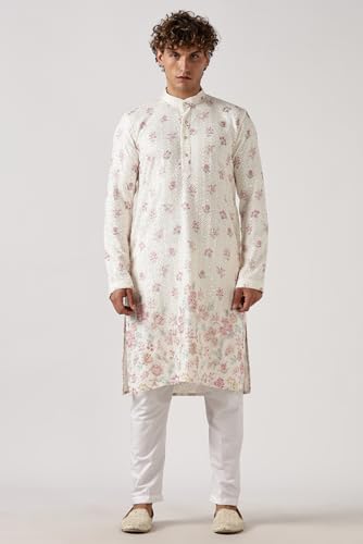 Image of BE ACTIVE Men's Cotton | Regular Fit Casual Mandarin Collar | Long Length Full Sleeves | Embroidered Indian Kurta