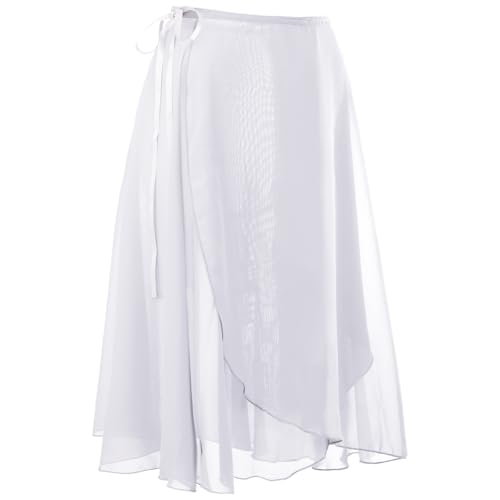 zffriction Gonnelino a Portafoglio da Balletto da Donna in Chiffon Lacci in Vita Regolabili Gonna da Balletto per Ragazza e Donna (IT, Testo, Taglia Unica, Regular, Regular, Bianco)