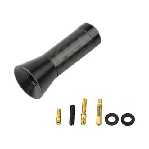 Ajxn 1 PC Car Carbon Fiber Antenna, 1.37" x 0.59" Alloy Mini Short Antenna, Thread Mount Receiver Tool, Universal Size Suits for Most Carssuch as SUV, Mini Van, Trucks (Black) Cover
