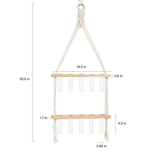 Ivolador Wall Hanging Planter Terrarium With Wooden Stand, 10 Pieces Mini Test Tube Retro Hanging Glass Plants Propagator Station For Hydroponic Plants Cutting #TOP4