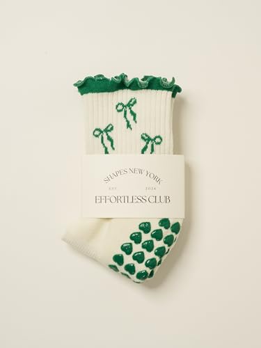Image of Shapes Studio Half Calf Grip Socks, Cute Fruit Pilates Socks, Ruffle Socks, Non-Slip for Barre Yoga