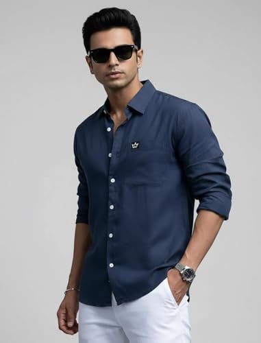 Image of IndoPrimo Men's Regular Fit Cotton Casual Shirt | Premium Solid Full Sleeve Shirt