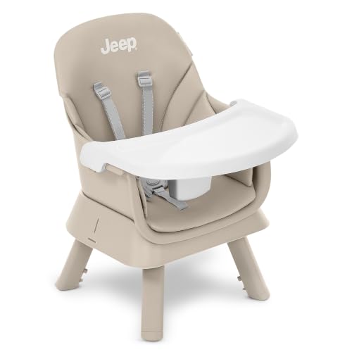 Image of Jeep Milestone 6-in-1 Convertible High Chair by Delta Children, Light Tan | 6-in-1 High Chair Converts to Stool, Booster Seat, Toddler Chair, Activity Table and Desk and Chair for Babies & Toddlers