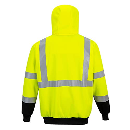 Portwest Hi-Vis 2-Tone Zipped Hoodie Visibility Reflective Safety Work Sweatshirt JumperANSI 33