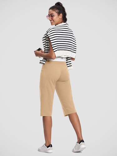 Image of ISEEGZ 15 inch / 18 inch / 21 inch / 25 inch Capri Pants for Women High Waist with Pockets Women's Capris Workout Yoga Pants Loose Straight Leg