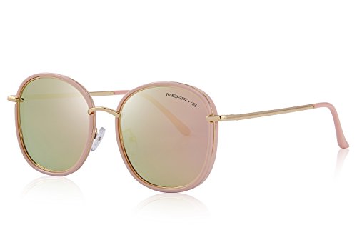 MERRY'S Polarized Sunglasses for Women Retro Oversized Sun Glasses Metal Temple S6108