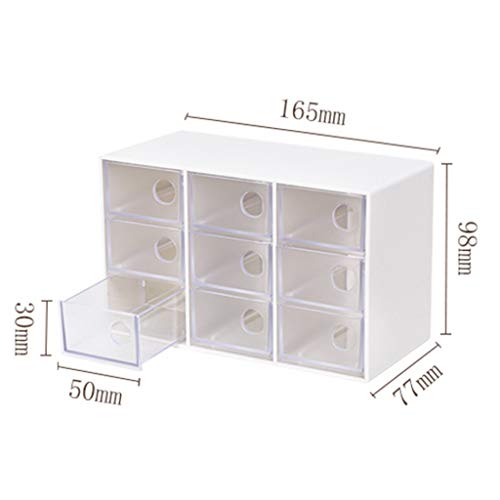 FKGJKT Transparente kosmetische Schmuckaufbewahrungsbehälter, Mini 9 Fach Schublade Schreibtisch Aufbewahrungsbox – Bild 3