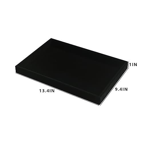 Image of Coward 2Pcs /Set Black Velvet Stackable Jewerlry Organizer Tray Velvet Blank Tray Holder for Beads Bracelets Necklaces Earrings Store Selling or Home Show